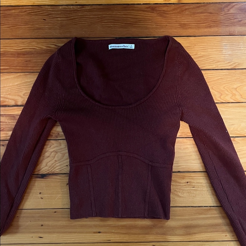 Abercrombie & Fitch Maroon Ribbed Sweater